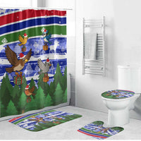 Gambia Christmas Bathroom Set with Santa Birds Gift Boxes Forest Scene and Snowflake Pattern Design - Wonder Print Shop
