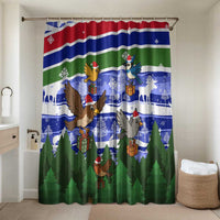 Gambia Christmas Bathroom Set with Santa Birds Gift Boxes Forest Scene and Snowflake Pattern Design - Wonder Print Shop