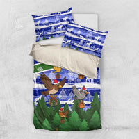 Gambia Christmas Bedding Set with Santa Birds Gift Boxes Forest Scene and Snowflake Pattern Design - Wonder Print Shop