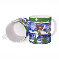 Gambia Christmas Ceramic Mug with Santa Birds Gift Boxes Forest Scene and Snowflake Pattern Design - Wonder Print Shop