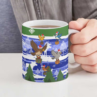 Gambia Christmas Ceramic Mug with Santa Birds Gift Boxes Forest Scene and Snowflake Pattern Design - Wonder Print Shop
