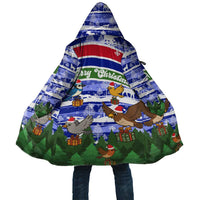 Gambia Christmas Cloak with Santa Birds Gift Boxes Forest Scene and Snowflake Pattern Design - Wonder Print Shop