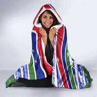 Gambia Christmas Hooded Blanket with Santa Birds Gift Boxes Forest Scene and Snowflake Pattern Design - Wonder Print Shop