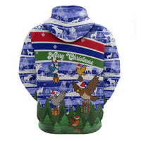 Gambia Christmas Hoodie with Santa Birds Gift Boxes Forest Scene and Snowflake Pattern Design - Wonder Print Shop