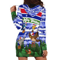 Gambia Christmas Hoodie Dress with Santa Birds Gift Boxes Forest Scene and Snowflake Pattern Design - Wonder Print Shop