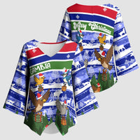 Gambia Christmas Kimono Sleeve Blouse with Santa Birds Gift Boxes Forest Scene and Snowflake Pattern Design - Wonder Print Shop