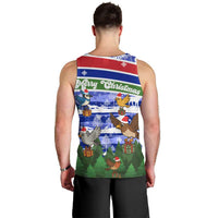 Gambia Christmas Men Tank Top with Santa Birds Gift Boxes Forest Scene and Snowflake Pattern Design - Wonder Print Shop