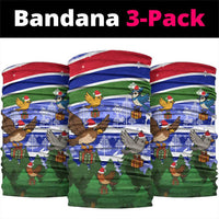 Gambia Christmas Neck Gaiter with Santa Birds Gift Boxes Forest Scene and Snowflake Pattern Design - Wonder Print Shop