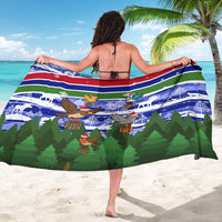 Gambia Christmas Sarong with Santa Birds Gift Boxes Forest Scene and Snowflake Pattern Design - Wonder Print Shop