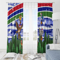 Gambia Christmas Window Curtain with Santa Birds Gift Boxes Forest Scene and Snowflake Pattern Design - Wonder Print Shop