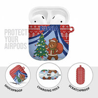 Russia Christmas AirPods Case with Santa Bear Gift Box Christmas Tree and Red Snowflake - Wonder Print Shop