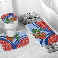 Russia Christmas Bathroom Set with Santa Bear Gift Box Christmas Tree and Red Snowflake - Wonder Print Shop