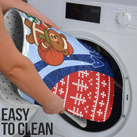 Russia Christmas Bathroom Set with Santa Bear Gift Box Christmas Tree and Red Snowflake - Wonder Print Shop