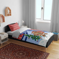 Russia Christmas Bedding Set with Santa Bear Gift Box Christmas Tree and Red Snowflake - Wonder Print Shop