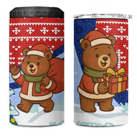 Russia Christmas 4 in 1 Can Cooler Tumbler with Santa Bear Gift Box Christmas Tree and Red Snowflake - Wonder Print Shop