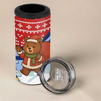 Russia Christmas 4 in 1 Can Cooler Tumbler with Santa Bear Gift Box Christmas Tree and Red Snowflake - Wonder Print Shop