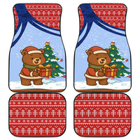 Russia Christmas Car Mats with Santa Bear Gift Box Christmas Tree and Red Snowflake - Wonder Print Shop