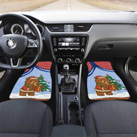 Russia Christmas Car Mats with Santa Bear Gift Box Christmas Tree and Red Snowflake - Wonder Print Shop