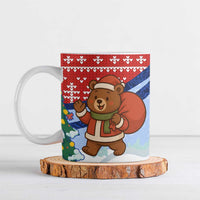 Russia Christmas Ceramic Mug with Santa Bear Gift Box Christmas Tree and Red Snowflake - Wonder Print Shop