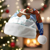 Russia Christmas Santa Hat with Santa Bear Gift Box Christmas Tree and Red Snowflake - Wonder Print Shop