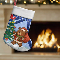 Russia Christmas Stocking with Santa Bear Gift Box Christmas Tree and Red Snowflake - Wonder Print Shop