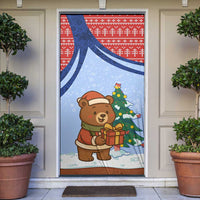 Russia Christmas Door Cover with Santa Bear Gift Box Christmas Tree and Red Snowflake - Wonder Print Shop