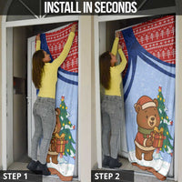 Russia Christmas Door Cover with Santa Bear Gift Box Christmas Tree and Red Snowflake - Wonder Print Shop