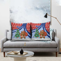 Russia Christmas Pillow Cover with Santa Bear Gift Box Christmas Tree and Red Snowflake - Wonder Print Shop