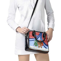 Russia Christmas Shoulder Handbag with Santa Bear Gift Box Christmas Tree and Red Snowflake - Wonder Print Shop