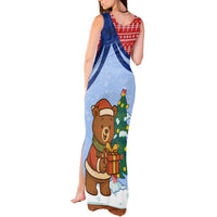 Russia Christmas Tank Maxi Dress with Santa Bear Gift Box Christmas Tree and Red Snowflake - Wonder Print Shop