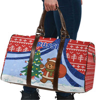 Russia Christmas Travel Bag with Santa Bear Gift Box Christmas Tree and Red Snowflake - Wonder Print Shop