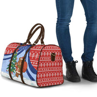 Russia Christmas Travel Bag with Santa Bear Gift Box Christmas Tree and Red Snowflake - Wonder Print Shop