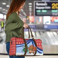 Russia Christmas Travel Bag with Santa Bear Gift Box Christmas Tree and Red Snowflake - Wonder Print Shop