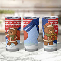 Russia Christmas Tumbler Cup with Santa Bear Gift Box Christmas Tree and Red Snowflake - Wonder Print Shop