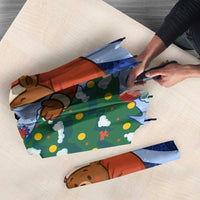 Russia Christmas Umbrella with Santa Bear Gift Box Christmas Tree and Red Snowflake - Wonder Print Shop