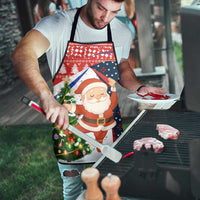 Russia Christmas Apron with Dancing Santa Christmas Tree Lights and Red Snowflake - Wonder Print Shop