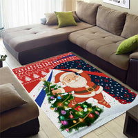 Russia Christmas Area Rug with Dancing Santa Christmas Tree Lights and Red Snowflake - Wonder Print Shop