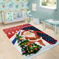Russia Christmas Area Rug with Dancing Santa Christmas Tree Lights and Red Snowflake - Wonder Print Shop