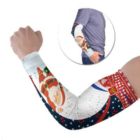 Russia Christmas Arm Sleeves with Dancing Santa Christmas Tree Lights and Red Snowflake - Wonder Print Shop