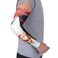 Russia Christmas Arm Sleeves with Dancing Santa Christmas Tree Lights and Red Snowflake - Wonder Print Shop