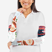 Russia Christmas Arm Sleeves with Dancing Santa Christmas Tree Lights and Red Snowflake - Wonder Print Shop