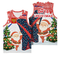 Russia Christmas Basketball Jersey with Dancing Santa Christmas Tree Lights and Red Snowflake - Wonder Print Shop