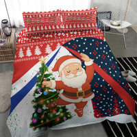 Russia Christmas Bedding Set with Dancing Santa Christmas Tree Lights and Red Snowflake - Wonder Print Shop