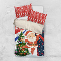 Russia Christmas Bedding Set with Dancing Santa Christmas Tree Lights and Red Snowflake - Wonder Print Shop