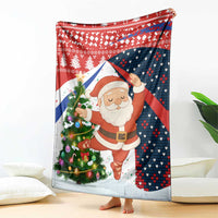 Russia Christmas Blanket with Dancing Santa Christmas Tree Lights and Red Snowflake - Wonder Print Shop