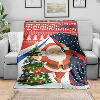 Russia Christmas Blanket with Dancing Santa Christmas Tree Lights and Red Snowflake - Wonder Print Shop
