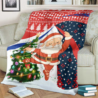 Russia Christmas Blanket with Dancing Santa Christmas Tree Lights and Red Snowflake - Wonder Print Shop