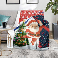 Russia Christmas Blanket with Dancing Santa Christmas Tree Lights and Red Snowflake - Wonder Print Shop