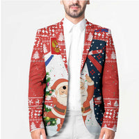 Russia Christmas Blazer with Dancing Santa Christmas Tree Lights and Red Snowflake - Wonder Print Shop