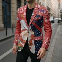 Russia Christmas Blazer with Dancing Santa Christmas Tree Lights and Red Snowflake - Wonder Print Shop